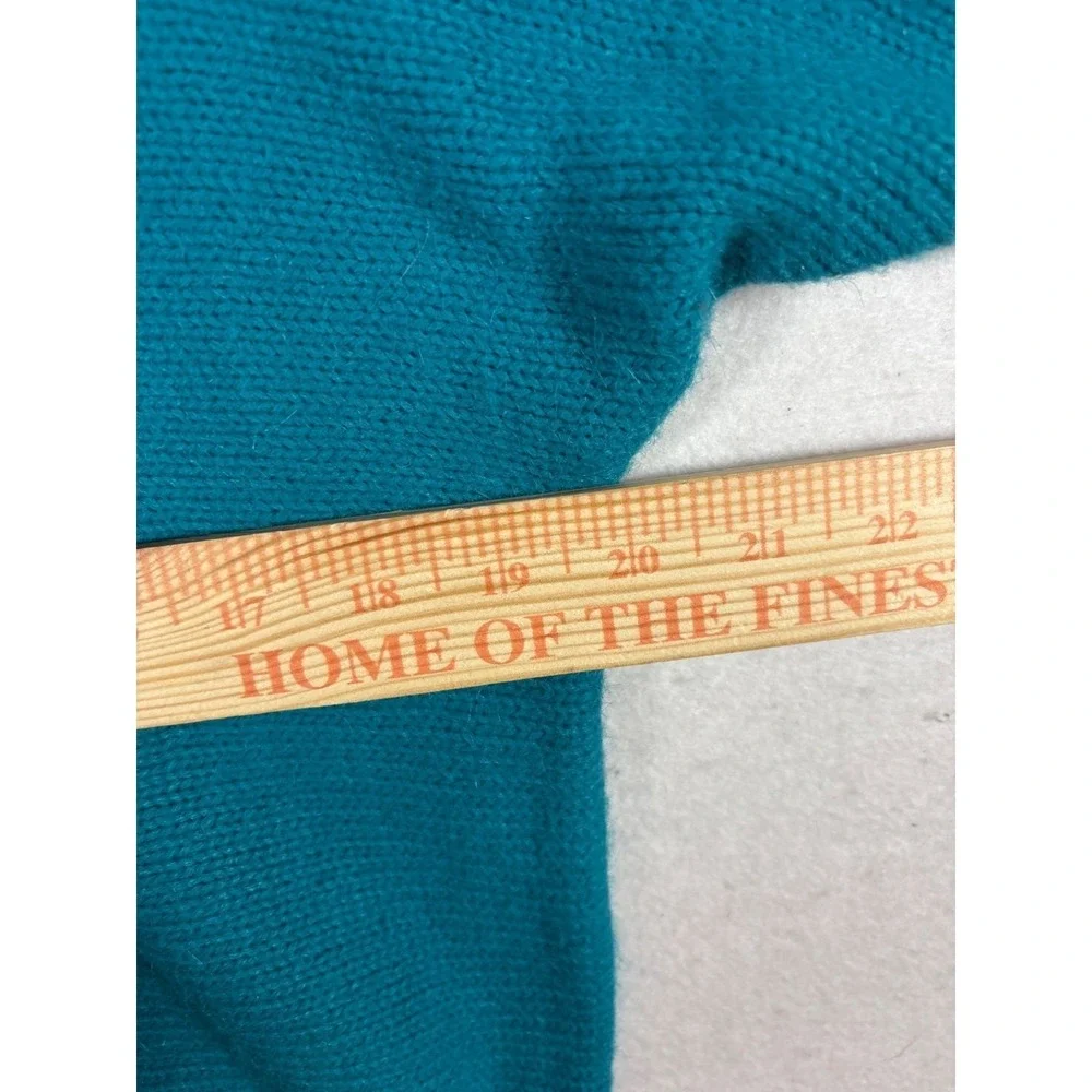 Vintage Teal Sweater With Black Shoulder Appliques & Ribbed Crew Neck‎ size 8